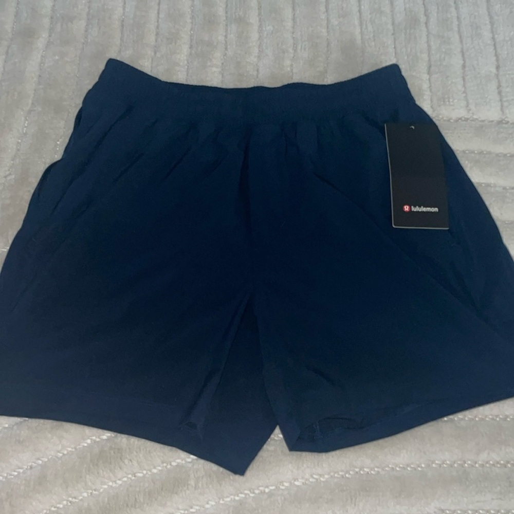 Navy Blue Lululemon Pace Breaker Shorts 5”